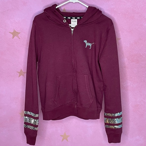 PINK Victoria's Secret Tops - VICTORIA SECRET PINK BURGUNDY SEQUIN LARGE